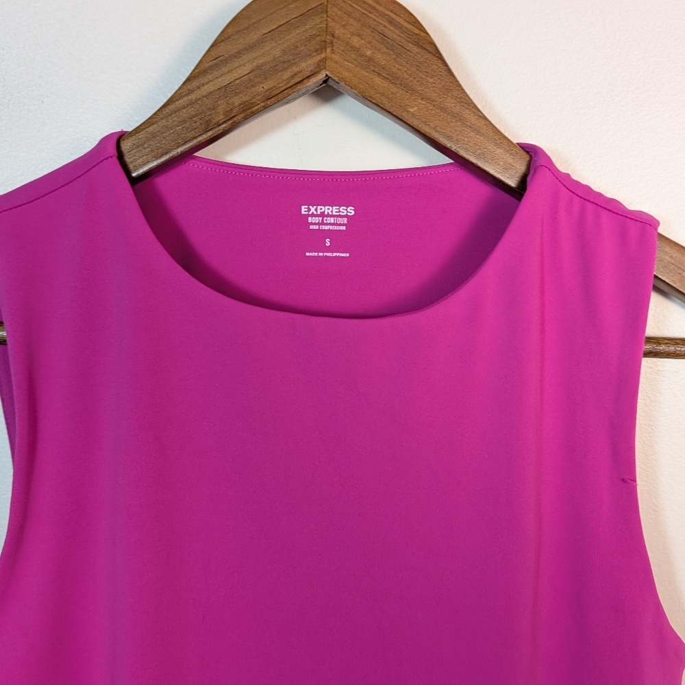 Express Pink Body Contour High Compression Spandex Blend Bodysuit - Picture 2 of 6